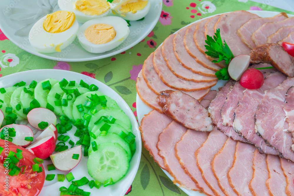 platter with cold cuts and vegetables platter with cold cuts and vegetables