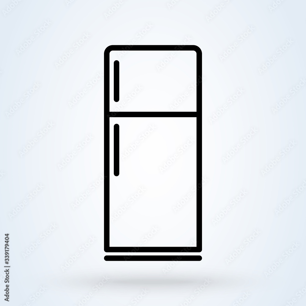 Fridge freezer refrigerator icon. Line Art symbol illustration