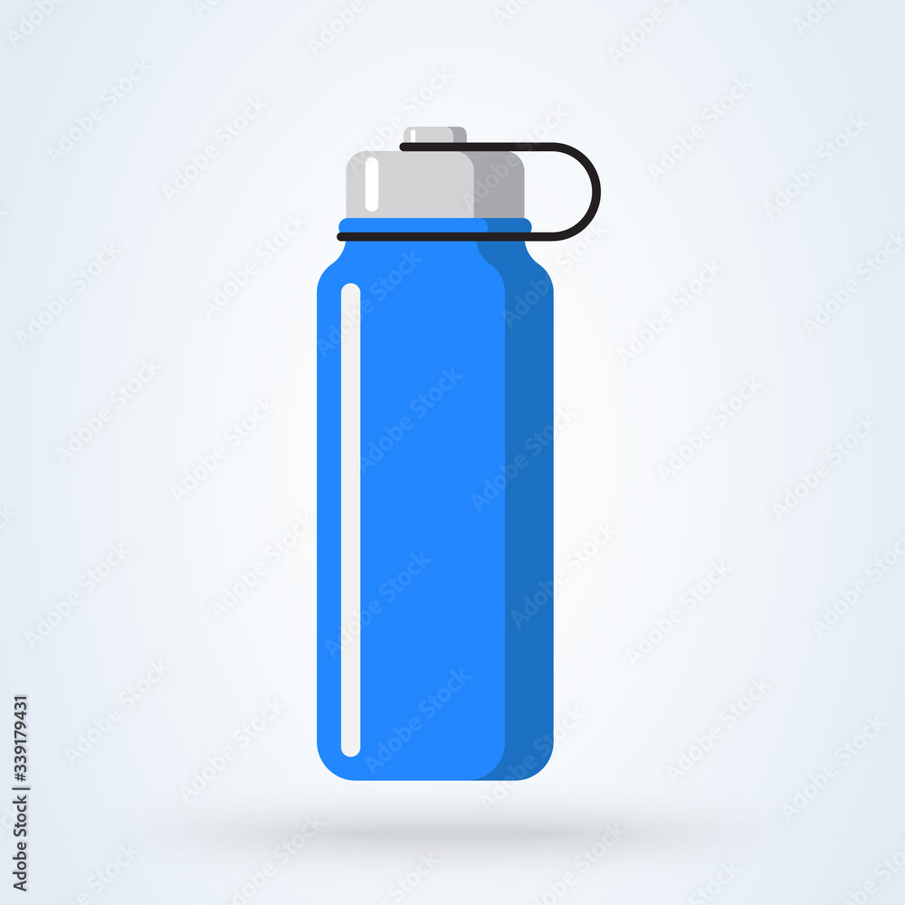 Sports water bottle icon. Blue plastic bottle in flat cartoon style. illustration Sports water bottle icon. Blue plastic bottle in flat cartoon style. illustration