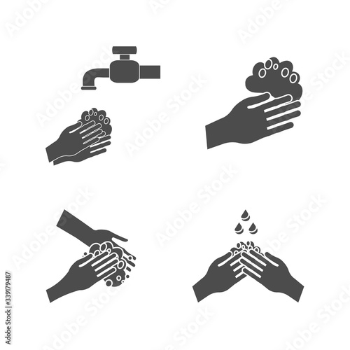 Washing hands with soap Flat design illustration vector.. Prevention from bacteria and germs.