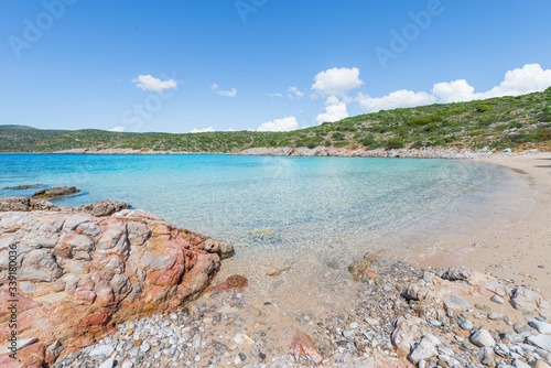 Fototapeta Naklejka Na Ścianę i Meble -  The unspoilt beach of Agia Dynami on Chios, in Greece.