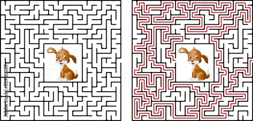 Cute Dog s Maze Game help dog find his buried bone Maze puzzle with solutio