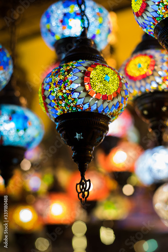 Colorful lamps in Antalya, Turkey. popular Turkish souvenirs