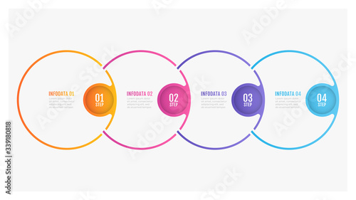 Timeline infographic design thin line circle elements and number options. Business concept with 4 steps. Can be used for workflow layout, diagram, annual report, info chart, graph, web design.