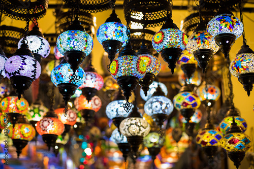 Colorful lamps in Antalya, Turkey. popular Turkish souvenirs