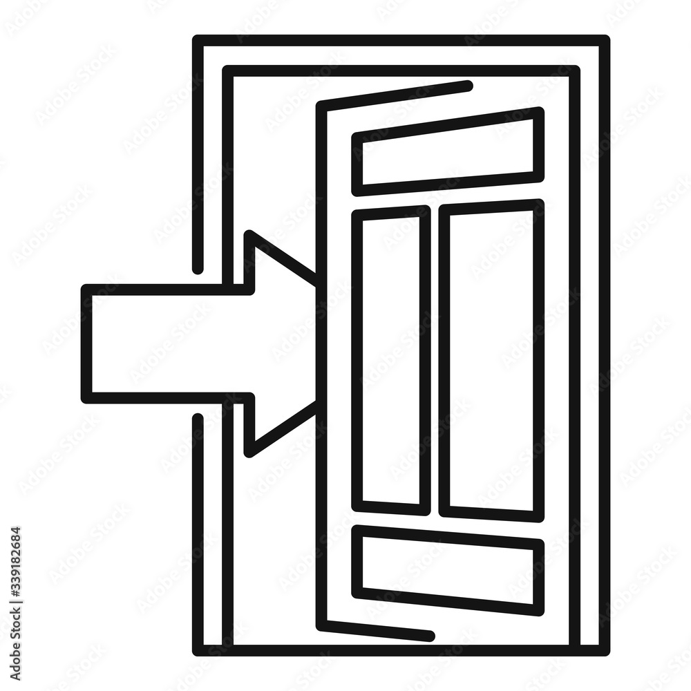 Open door frame icon. Outline open door frame vector icon for web design isolated on white background Open door frame icon. Outline open door frame vector icon for web design isolated on white background