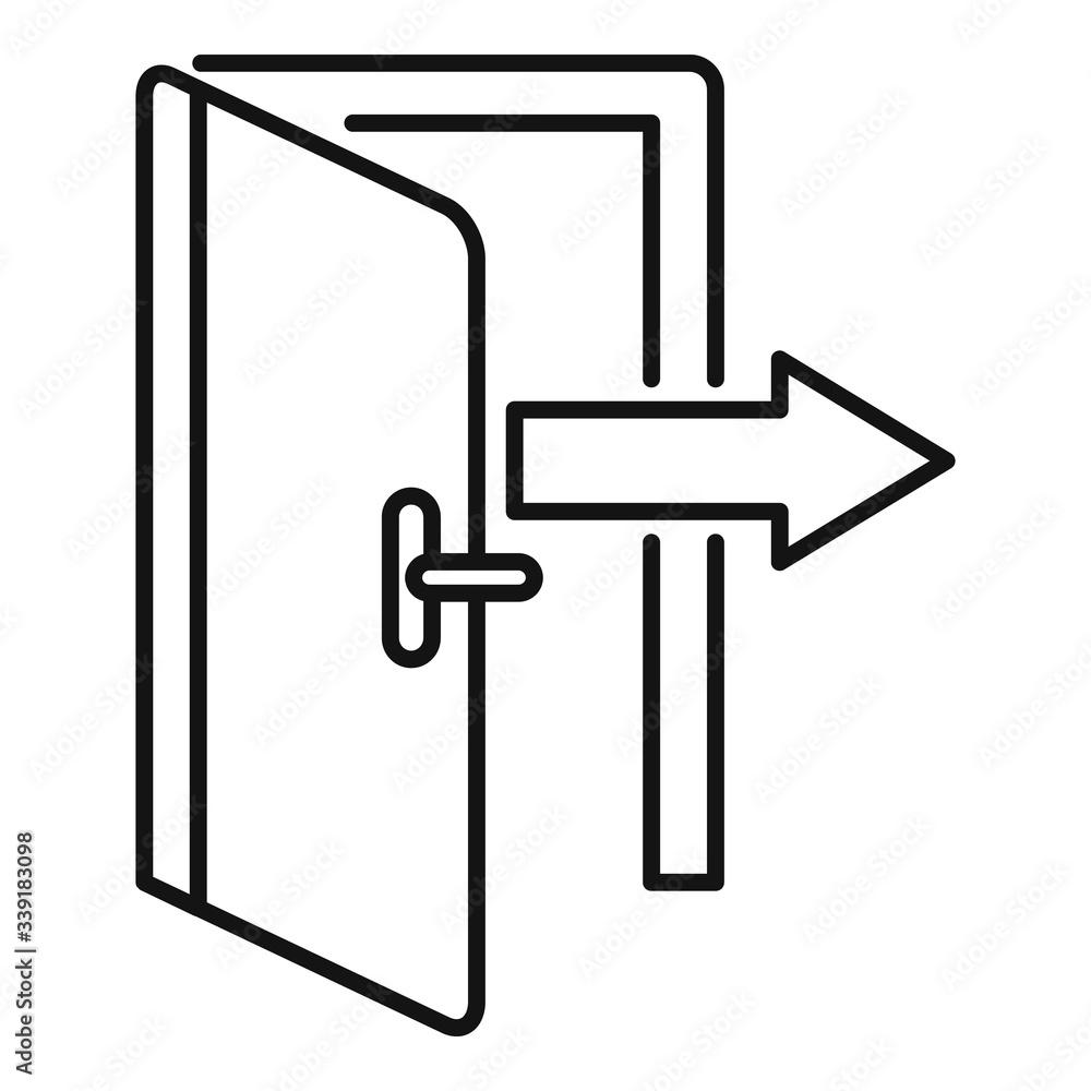 Direction exit icon. Outline direction exit vector icon for web design isolated on white background Direction exit icon. Outline direction exit vector icon for web design isolated on white background
