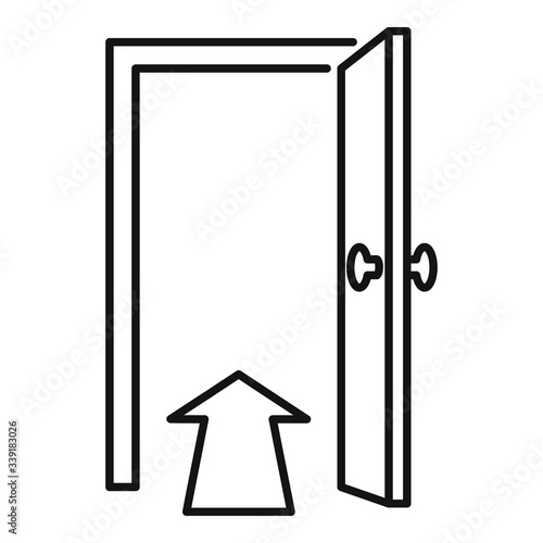 Door entry icon. Outline door entry vector icon for web design isolated on white background