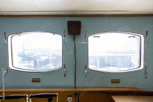 The old Windows on the icebreaker. The view from the ship