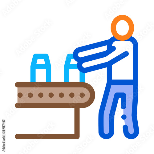farm milk convector worker icon vector. farm milk convector worker sign. color symbol illustration