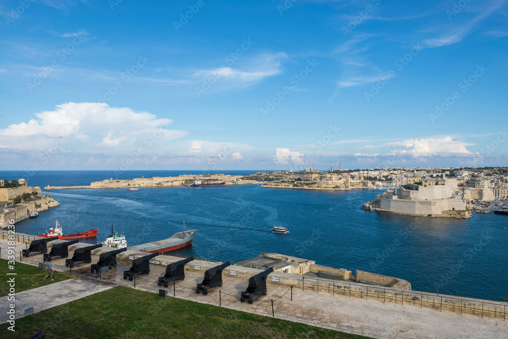 Malta / Malta 09/30/2015.Port and Three Cities from Upper Barrak