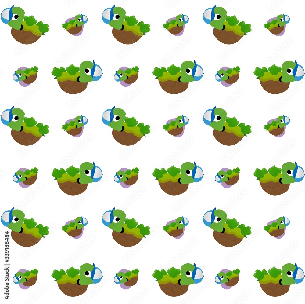 Turtle Upside Down and Wearing a Blue Hat Cute Illustration, Cartoon Funny Character, Pattern Wallpaper Turtle Upside Down and Wearing a Blue Hat Cute Illustration, Cartoon Funny Character, Pattern Wallpaper
