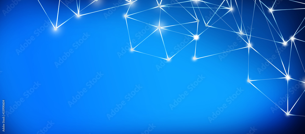 Panoramic abstract dot and triangle connection background., Technology polygonal design concept, Digital futuristic minimalism background Panoramic abstract dot and triangle connection background., Technology polygonal design concept, Digital futuristic minimalism background