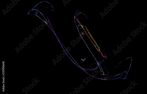 Fantasy 3d banner on black backdrop. Orange background. Abstract template.