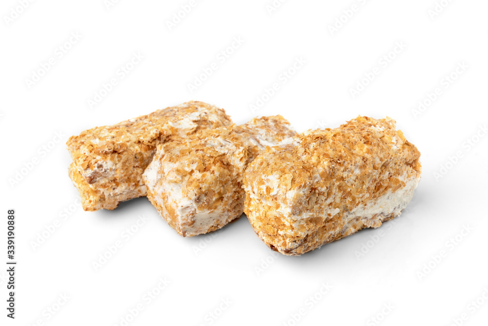 Napoleon cake isolated on white background. Napoleon cake isolated on white background.