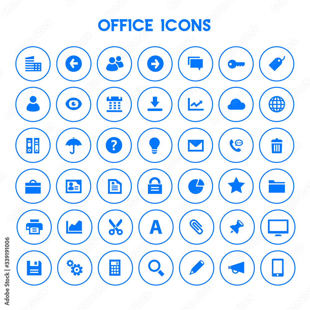 Trendy flat design big UI, UX and Office icons set Trendy flat design big UI, UX and Office icons set