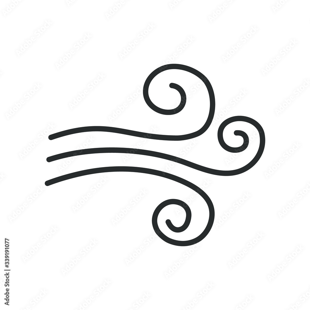 Wind line blow icon vector isolated on white background. Weather cold symbol illustration.