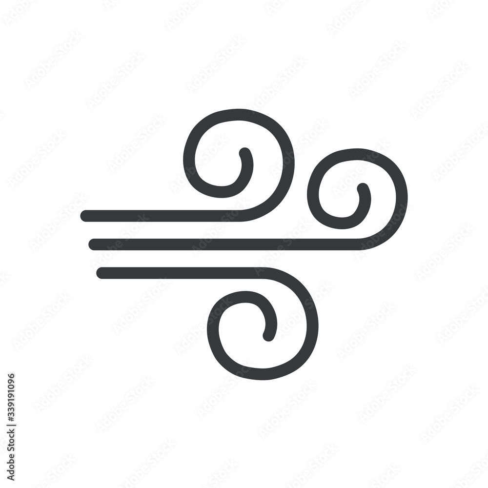 Wind line blow icon vector isolated on white background. Weather cold symbol illustration. Wind line blow icon vector isolated on white background. Weather cold symbol illustration.