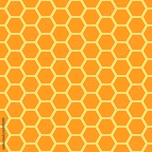 Honeycomb pattern. Seamless honey combs background. Vector hexagon texture. Yellow and white bee honeycombs. Illustration in flat style. EPS 10.