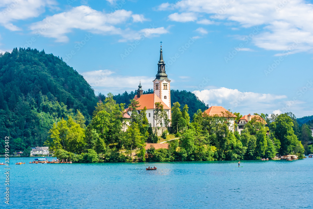 Church on the island of Lake Bled, Slovenia