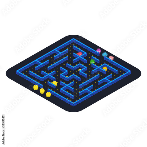 Game concept with ghosts. Modern arcade video game interface design elements. Game world. Computer or mobile game screen.