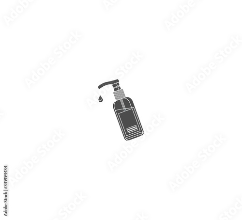 Gray flat vector hand gel icon - antibacterial and antiseptic sanitizer