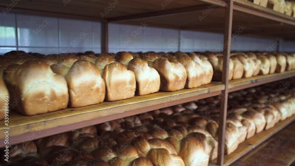 Making a loaf of bread in the bakery. Loaf of bread on the production