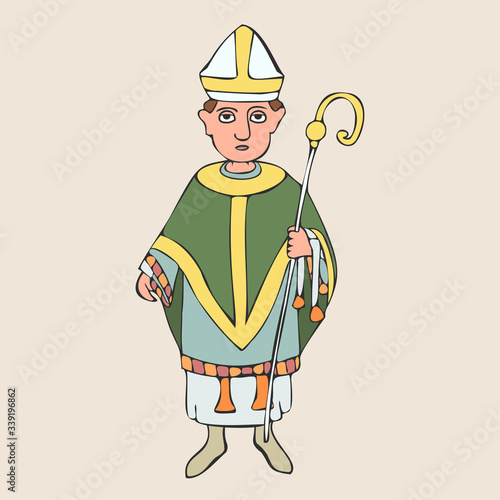 medieval bishop vector cartoon character
