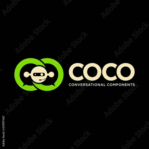 simple typography chat with robot vector logo