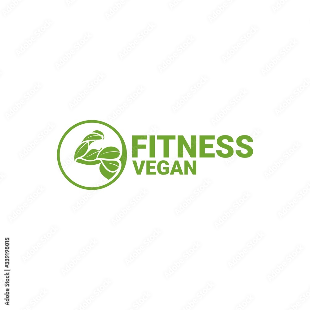 vegan fitness logo design icon vector