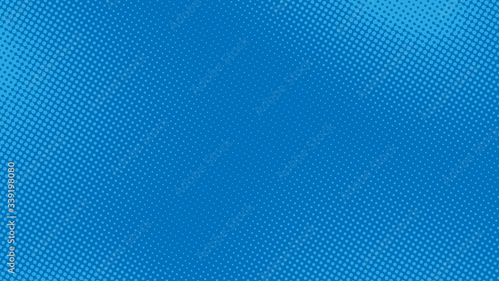 Cyan blue pop art background with halftone polka dots in retro comic ...