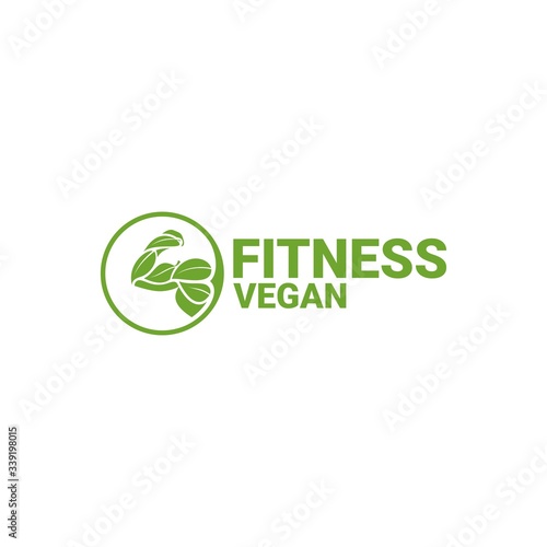 vegan fitness logo design icon vector
