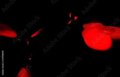 Black red black abstract fractal in modern style on black background. Abstract geometric paper background