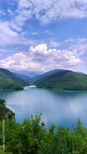 Azure lake in the mountains.