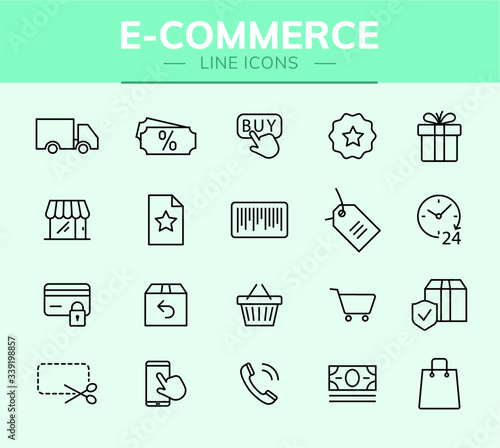 Conjunto de ícones de e-commerce para infográficos ou websites