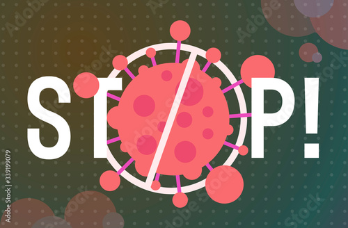coronavirus concept stop noel 2019-nCoV covid-19 prevention poster with prohibit sign horizontal vector illustration
