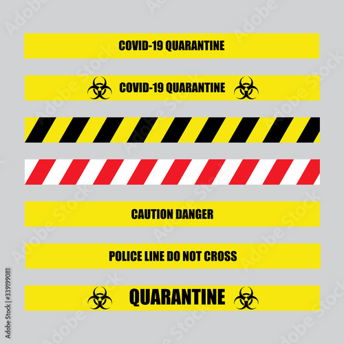 Quarantine stripe, police line boarder. Caution line