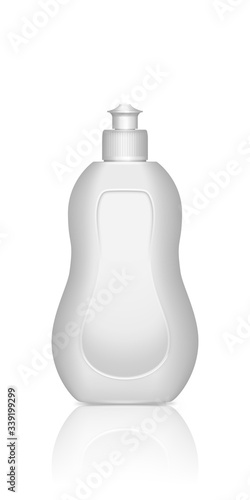 White realistic 3d dishwashing liquid detergent bottle mockup
