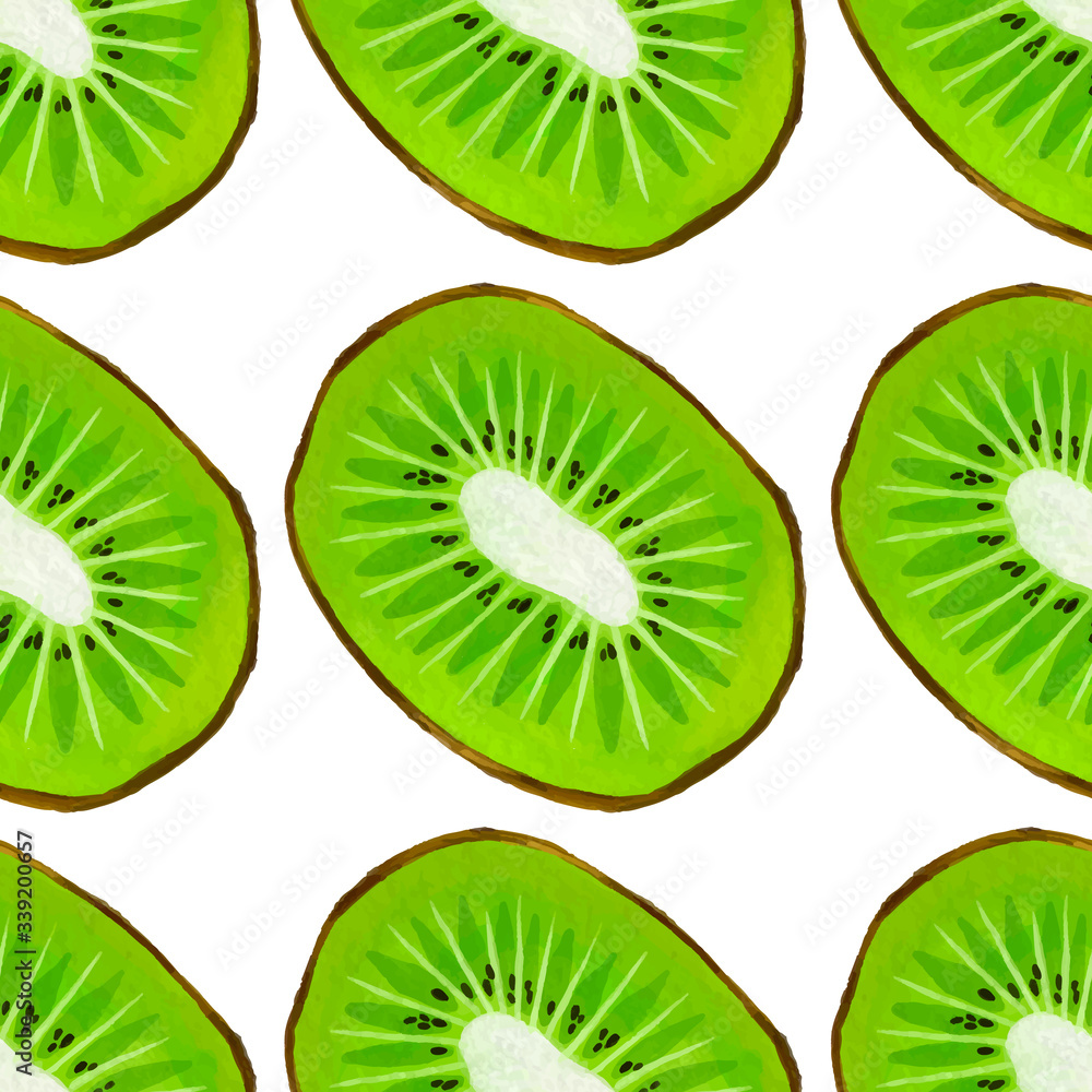 Fototapeta premium Watercolor kiwi fruit seamless pattern