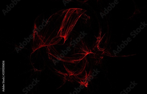 Black red black abstract fractal in modern style on black background. Abstract geometric paper background
