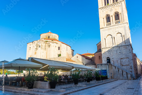 ZADAR, CROATIA, 9 AUGUST 2019:cRestaurants next to the cathedral