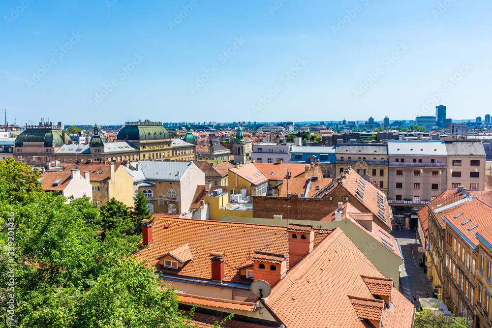 Rooftops of Zagreb city center from above, Croatia