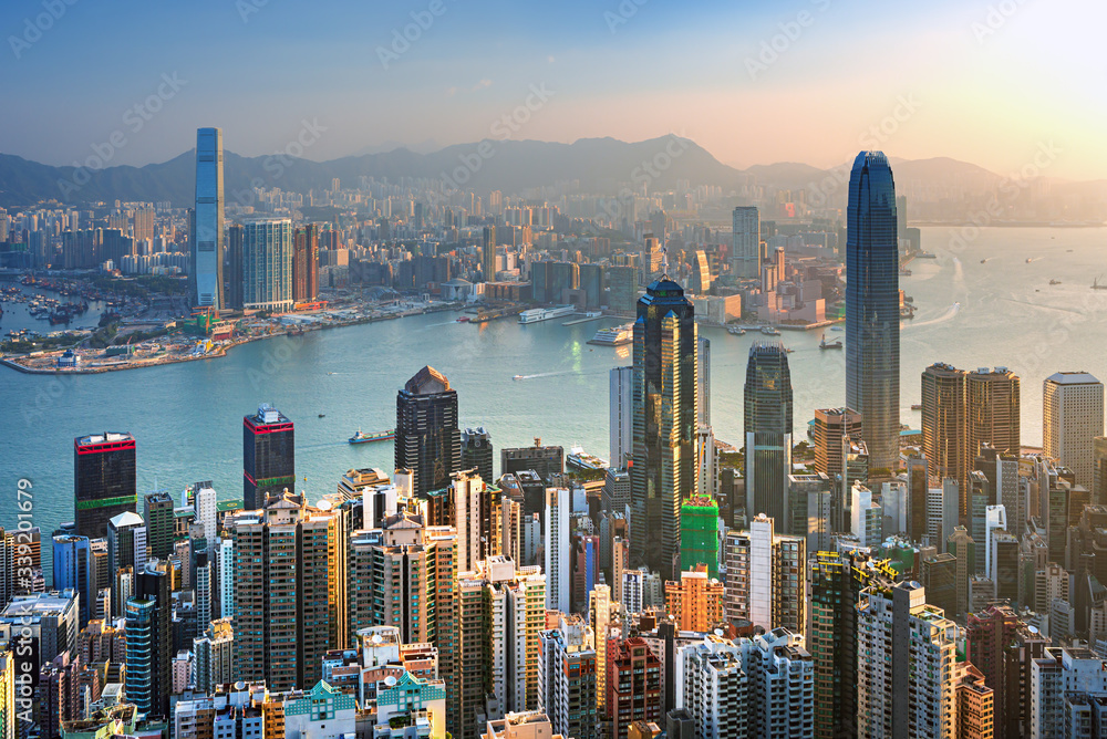 Hong Kong city, amezing skyline from Victoria peak, China