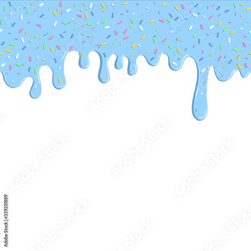 Sweet donut vector illustration with dripping pink glaze. Abstract food background. Seamless doughnut pattern to print on any product.