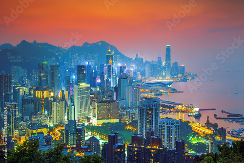 Hong Kong city  amezing skyline from Victoria peak  China