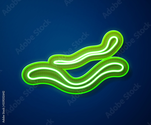 Glowing neon line Ebola virus disease icon isolated on blue background.  Vector Illustration