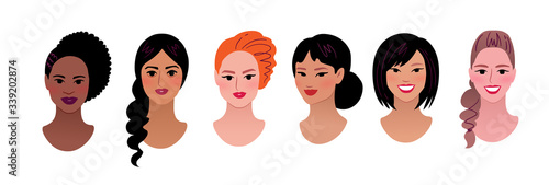 Vector illustration set of female profile pictures