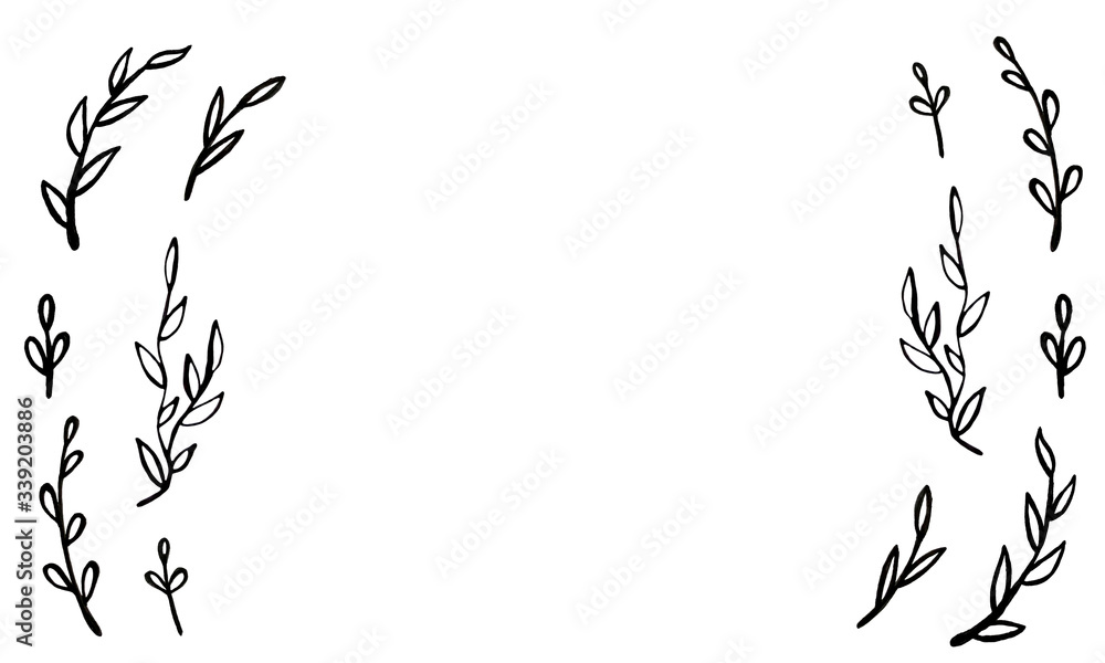 Fototapeta premium frame of twigs and flowers. can use for greeting cards. illustration