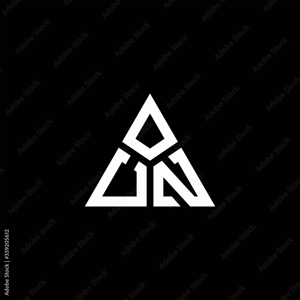 UN monogram logo with 3 pieces shape isolated on triangle UN monogram logo with 3 pieces shape isolated on triangle