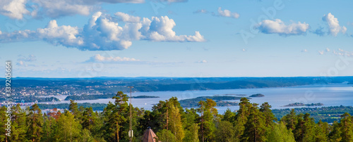 Canvas Print Oslo, Norway - Panoramic view of metropolitan Oslo and Oslofjorden sea bays and